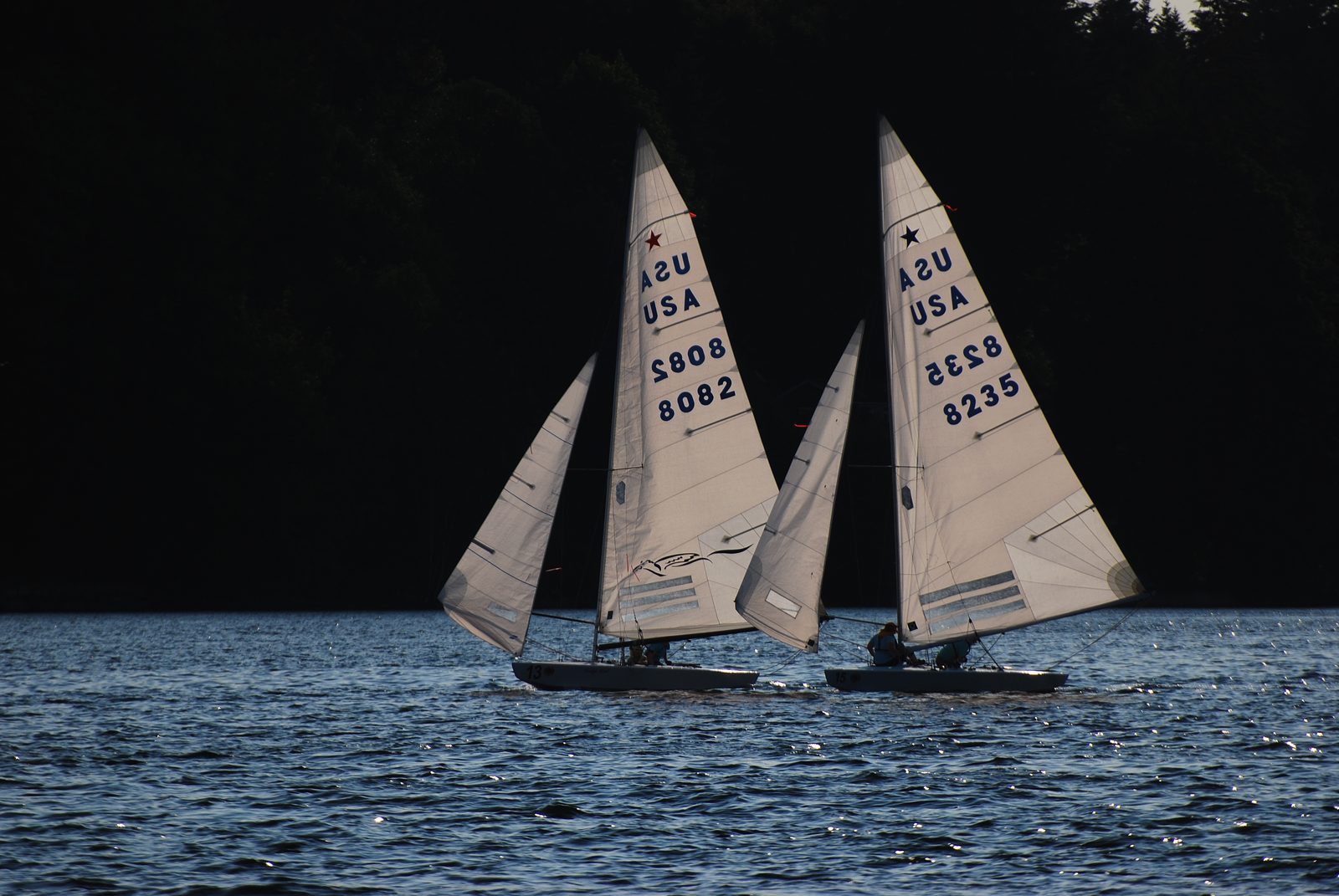 Downwind battle.  This race turned into a bit of a mess as the boat next to us (with leeward...